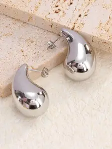 VAGHBHATT Silver-Plated Stainless Steel Teardrop Shaped Drop Earrings