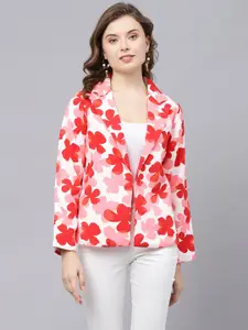 DEEBACO Floral Printed Single-Breasted Blazer