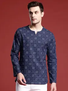Anouk Men Geometric Printed Pure Cotton Short Kurta
