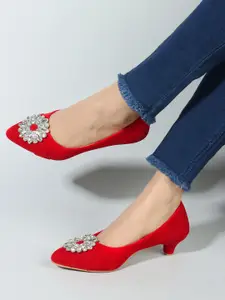 Sole Saga Embellished Kitten Heeled Pumps