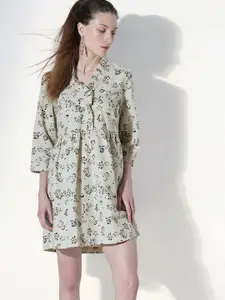 Vero Moda Floral Printed Gathered Mini A-Line Dress