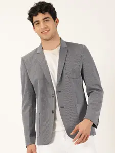 Mast & Harbour Black Striped Notched Lapel Single Breasted Blazers