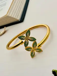 ABDESIGNS Gold-Plated Stone-Studded Brass Cuff Bracelet