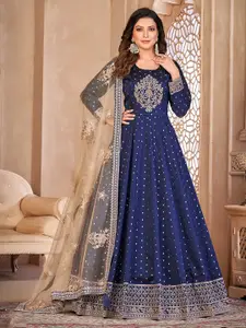 ODETTE Floral Embroidered Semi-Stitched Dress Material