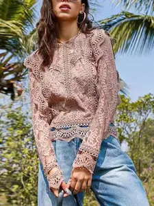 StyleCast Peach-Coloured Self Design Top