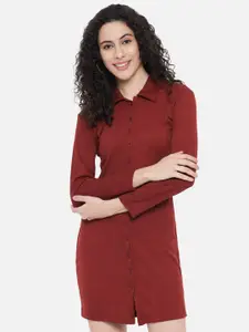 Trend Arrest Shirt Collar Long Sleeves Cotton Mini Shirt Dress