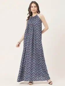 Moomaya Printed Halter Neck Maxi Dress