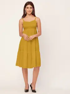 Moomaya Shoulder Straps Sleeveless Empire Casual Dress