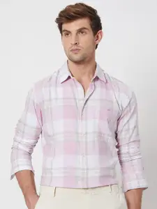 Mufti Slim Fit Tartan Checks Spread Collar Twill Weave Cotton Casual Shirt