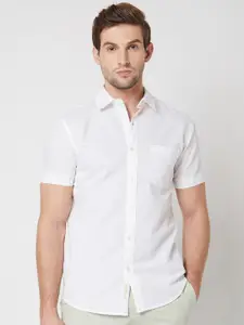 Mufti spread collar Short Sleeves Slim Fit Casual Cotton Shirt