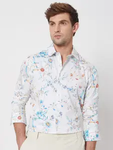 Mufti Slim Fit Floral Opaque Floral Printed Cotton Casual Shirt