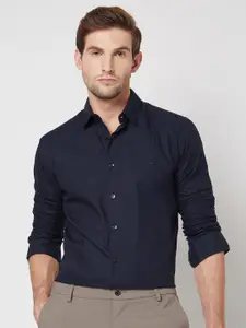 Mufti Spread Collar Long Sleeves Cotton Slim Fit Casual Shirt