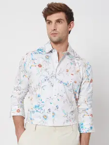 Mufti Slim Fit Floral Opaque Printed Cotton Casual Shirt