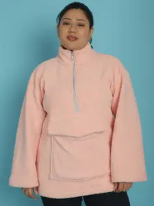 theRebelinme Plus Size Mock Collar Half Zipper Pullover Sweatshirt