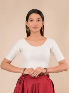Bindigasm's Advi Self Design Cotton Stretchable Saree Blouse