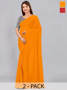 CastilloFab Selection of 2 Pure Georgette Saree