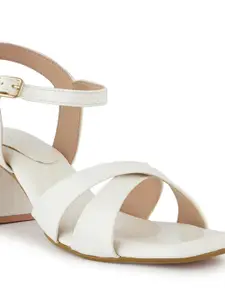 HEELSNFEELS White Party Comfort Sandals with Buckles