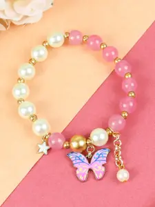 Asthetika Kids Girls Butterfly Beaded Charm Elasticated Bracelet