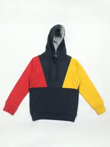 Maniac Boys Pullover Colourblocked Cotton Hooded Casual Sweatshirt