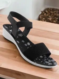 BAESD Textured Breathable Open Toe Flats