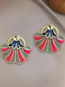 OOMPH Meenakari Kundan Studded Floral Studs Earrings