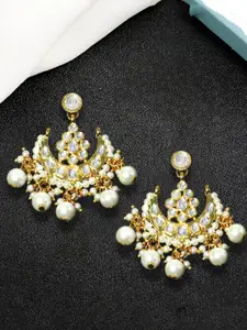 OOMPH Kundan Studded Floral Meenakari Chandbalis