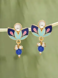 OOMPH Floral Meenakari Drop Earrings