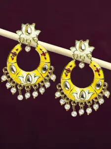 OOMPH Floral Shaped Meenakari Chandbalis