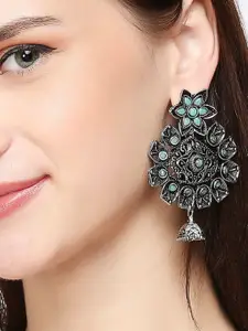 OOMPH Pearls Studded Floral Drop Earrings