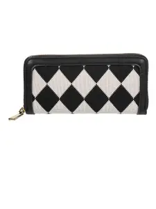 Metro Checked PU Zip Around Wallet