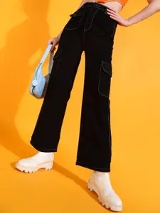 SHECZZAR Women Original Slim Fit High-Rise Cargo Jeans