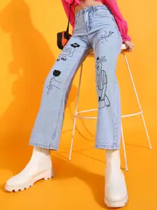 SHECZZAR Women Original Slim Fit High-Rise Printed Jeans