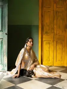 HUTS AND LOOMS Silk Tissue Banarasi Saree