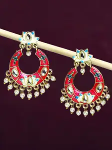 OOMPH Meenakari Floral Chandbalis Earrings