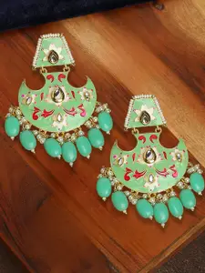 OOMPH Kundan Studded Meenakari Chandbalis