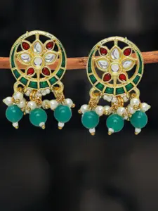 OOMPH Kundan Studded Floral Meenakari Studs