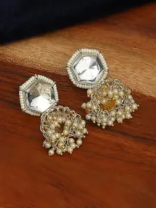 OOMPH Kundan Studded Floral Jhumkas