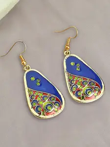 OOMPH Peacock Shaped Meenakari Drop Earrings