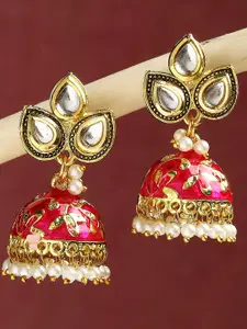 OOMPH Floral Meenakari Jhumkas