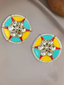 OOMPH Meenakari Circular Beaded Studs Earrings