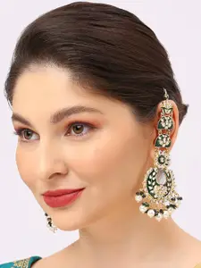 OOMPH Meenakari Kundan Floral Drop Earrings