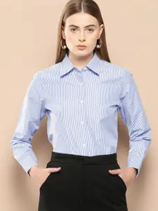 Chemistry Women Standard Pinstriped Cotton Formal Shirt