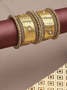 OOMPH Set Of 10 Kundan-Studded Bangles