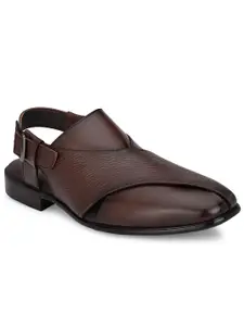 Egoss Men Ethnic Leather Shoe-Style Sandals