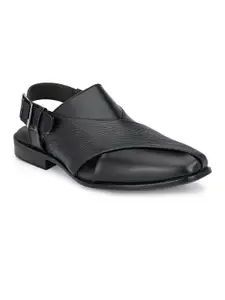 Egoss Men Ethnic Leather Shoe-Style Sandals