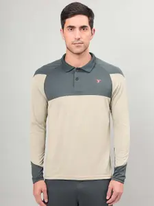 Technosport Colourblocked Polo Collar Slim Fit Sports T-shirt
