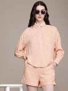 The Roadster Life Co. Women Printed Shirt & Shorts Co-Ords