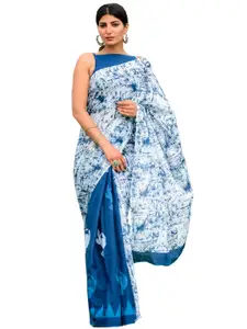 KIAARON Abstract Pure Cotton Block Print Saree