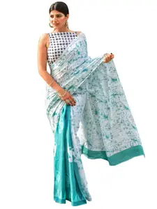 KIAARON Abstract Pure Cotton Block Print Saree