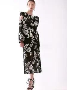 Vero Moda Floral Embroidered Straight Midi Skirt